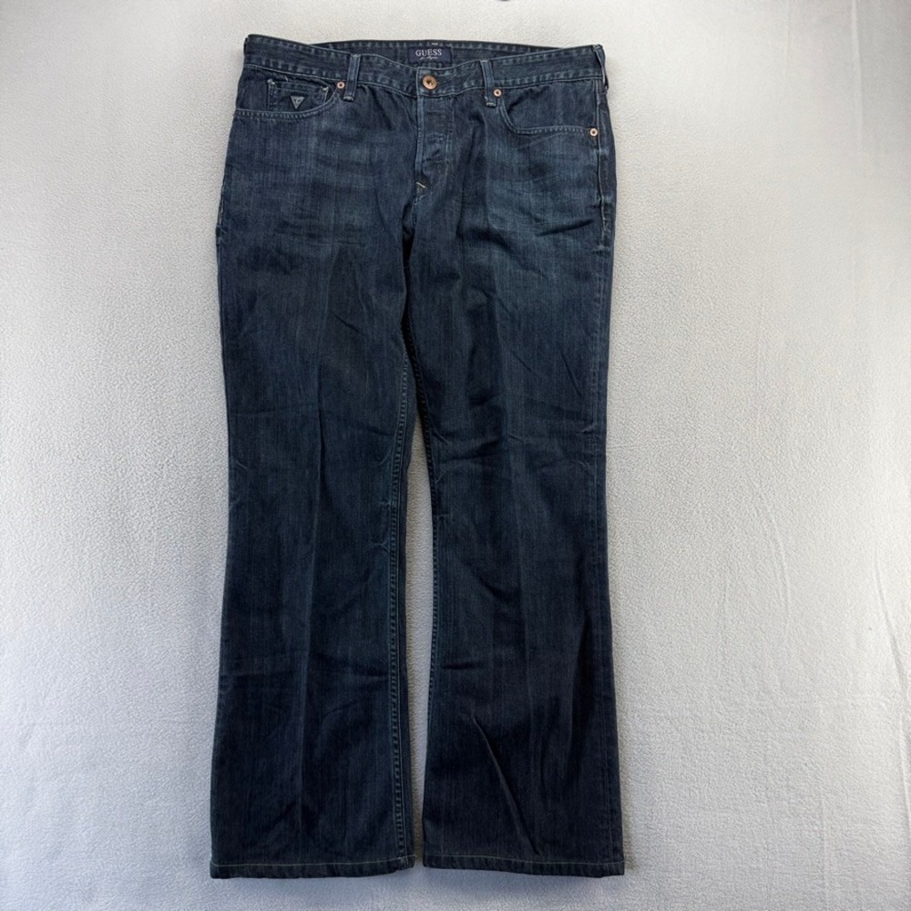 Vintage Guess Jeans Mens 38x32 Blue Falcon Slim Boot Bootcut Dark Wash Y2k Baggy